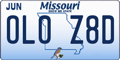 MO license plate OL0Z8D