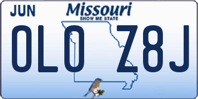 MO license plate OL0Z8J