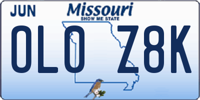 MO license plate OL0Z8K