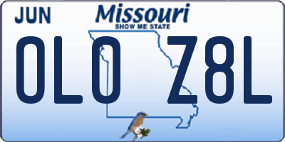 MO license plate OL0Z8L