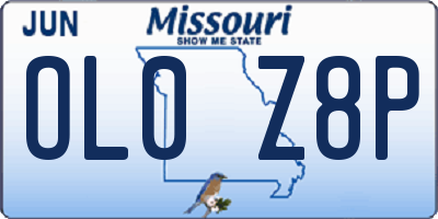 MO license plate OL0Z8P