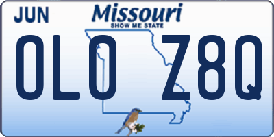 MO license plate OL0Z8Q