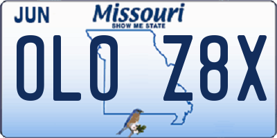 MO license plate OL0Z8X