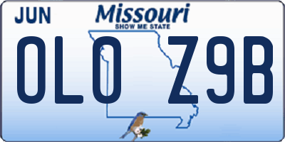 MO license plate OL0Z9B