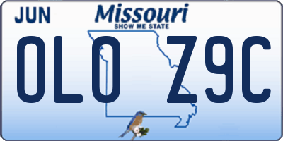 MO license plate OL0Z9C