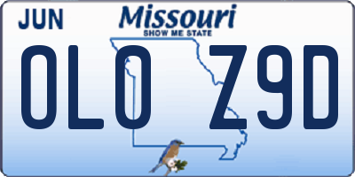 MO license plate OL0Z9D