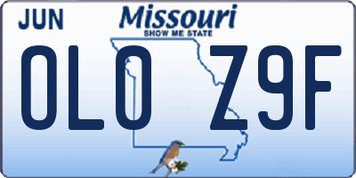 MO license plate OL0Z9F