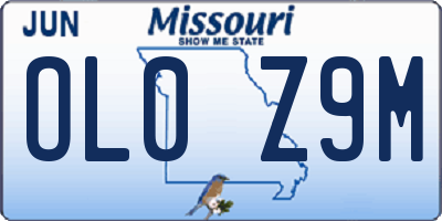 MO license plate OL0Z9M