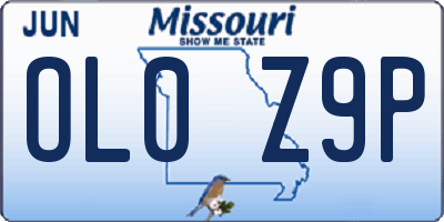MO license plate OL0Z9P