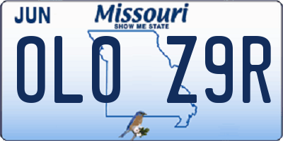 MO license plate OL0Z9R