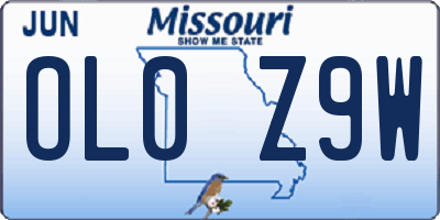 MO license plate OL0Z9W