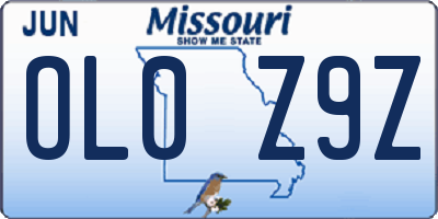 MO license plate OL0Z9Z