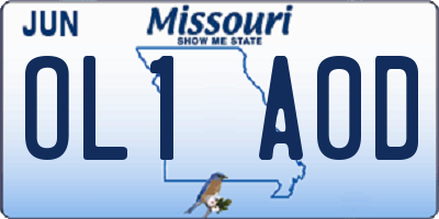 MO license plate OL1A0D