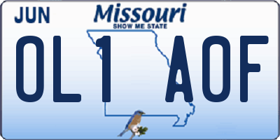 MO license plate OL1A0F