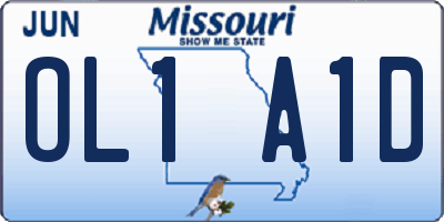 MO license plate OL1A1D