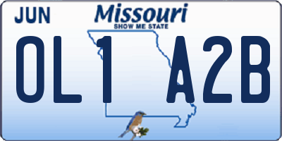 MO license plate OL1A2B