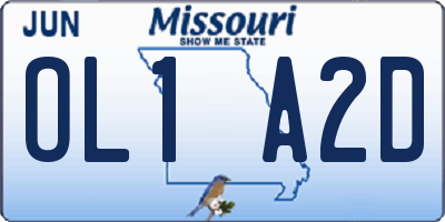 MO license plate OL1A2D