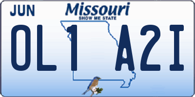 MO license plate OL1A2I