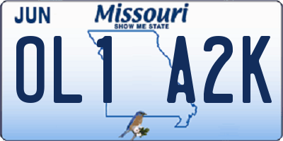 MO license plate OL1A2K