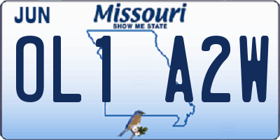MO license plate OL1A2W