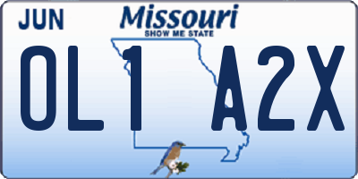MO license plate OL1A2X