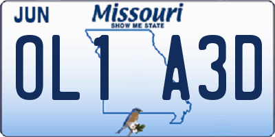 MO license plate OL1A3D