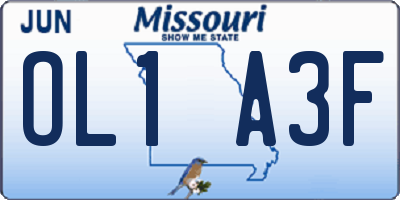 MO license plate OL1A3F