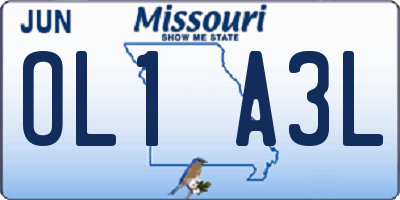 MO license plate OL1A3L