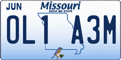 MO license plate OL1A3M