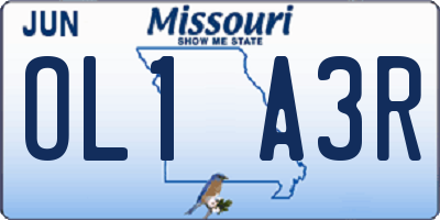 MO license plate OL1A3R