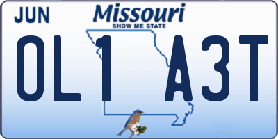 MO license plate OL1A3T