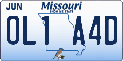 MO license plate OL1A4D
