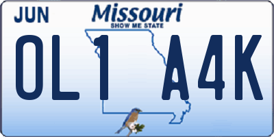 MO license plate OL1A4K