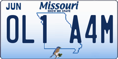 MO license plate OL1A4M