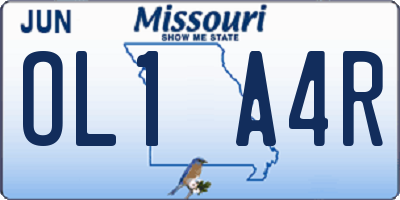 MO license plate OL1A4R