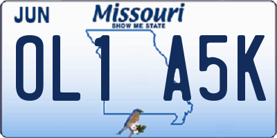 MO license plate OL1A5K