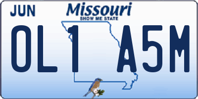 MO license plate OL1A5M