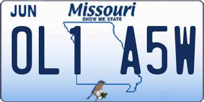 MO license plate OL1A5W