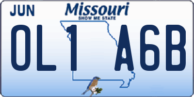 MO license plate OL1A6B