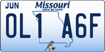 MO license plate OL1A6F