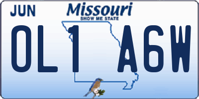 MO license plate OL1A6W