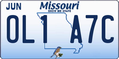 MO license plate OL1A7C