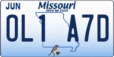 MO license plate OL1A7D