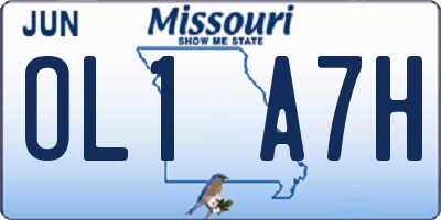 MO license plate OL1A7H