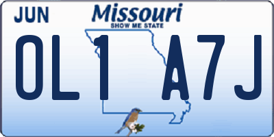MO license plate OL1A7J