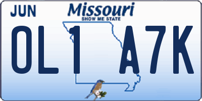 MO license plate OL1A7K