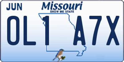 MO license plate OL1A7X