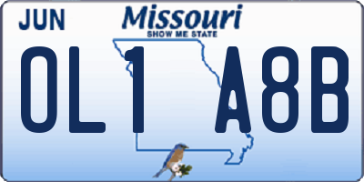 MO license plate OL1A8B
