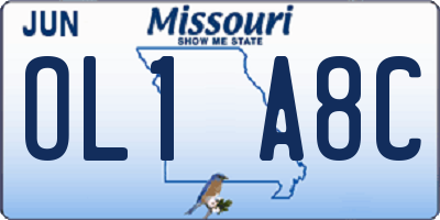 MO license plate OL1A8C