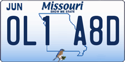 MO license plate OL1A8D